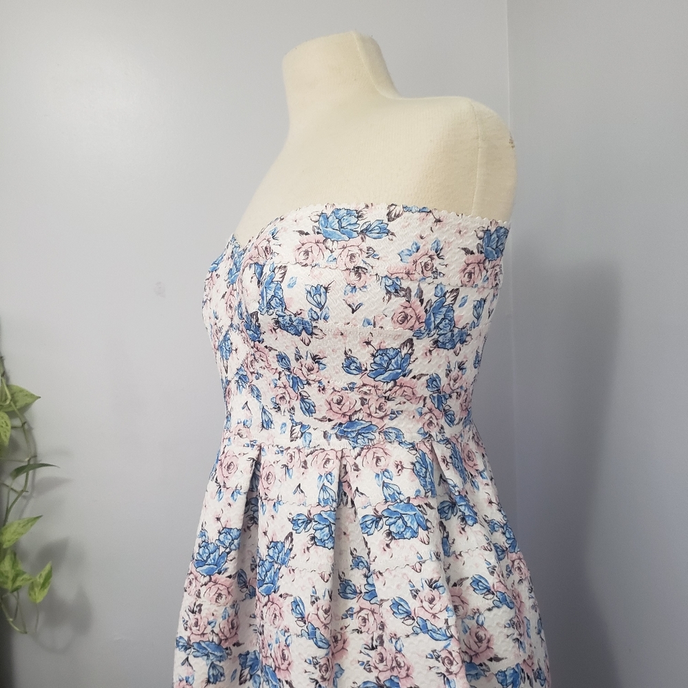 HOCO! Sans Souci White Floral Tea Party Cupcake Dress L StraplessSans Souci HOCO - Picture 6 of 16